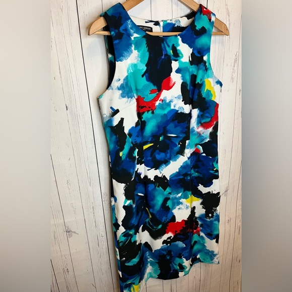 Mario Serrani Italy Dress Women’s Size 8 White With Colorful Print Sleeveless - Picture 5 of 8